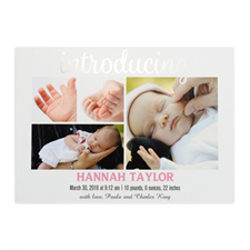 Introducing Foil Silver Personalized Photo Birth Announcement, 5X7 Cards