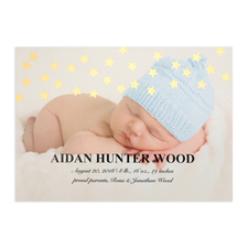 Star Foil Gold Personalized Photo Birth Announcement, 5X7 Cards