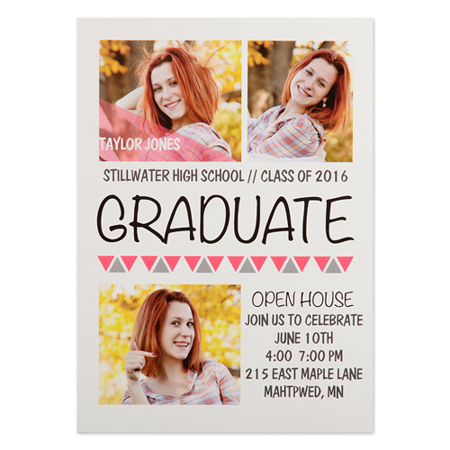 Onward Upward Pink Personalized Graduation Invitation Cards