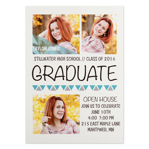 Onward Upward Aqua Personalized Graduation Invitation Cards