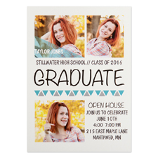 Onward Upward Aqua Personalized Graduation Invitation Cards