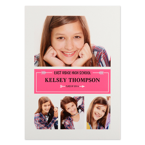 Polished Success Pink Personalized Graduation Invitation Cards