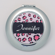 Leopard Skin Personalized Round Compact Mirror