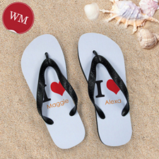 I Love Personalized Flip Flops, Women Medium