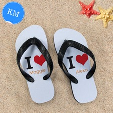 I Love Personalized Flip Flops, Kid's Medium