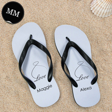 Infinity Love Personalized Flip Flops, Men Medium