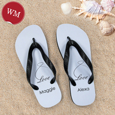 Infinity Love Personalized Flip Flops, Women Medium