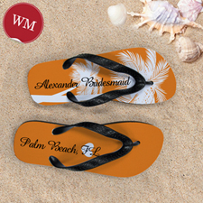 Mandarin Palm Tree Personalized Flip Flops, Women Medium