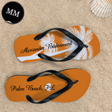 Mandarin Palm Tree Personalized Flip Flops, Men Medium