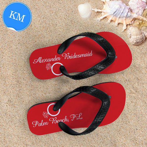 Red Wedding Ring Personalized Flip Flops, Kid Medium