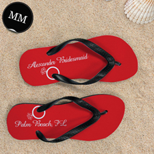 Red Wedding Ring Personalized Flip Flops, Men Medium