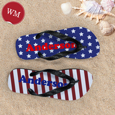 Stars & Stripes Personalized Flip Flops, Women Medium