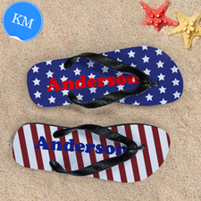 Stars & Stripes Personalized Flip Flops, Kids Medium