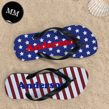 Stars & Stripes Personalized Flip Flops, Men Medium