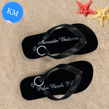 Black Wedding Ring Personalized Flip Flops, Kids Medium
