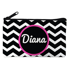 Black Chevron Personalized Small Cosmetic Bag (4