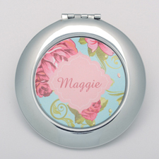 Vintage Rose Personalized Round Compact Mirror
