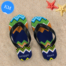 Rainbow Chevron Personalized Flip Flops ,Kid Medium