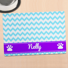 Sky Chevron Personalized Pet Meal Mat