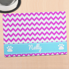 Hot Pink Chevron Personalized Pet Meal Mat