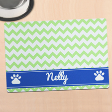 Green Chevron Personalized Pet Meal Mat