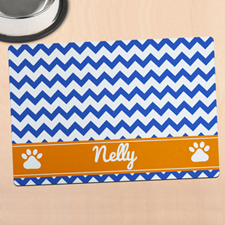 Navy Chevron Personalized Pet Meal Mat
