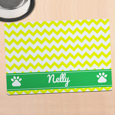 Yellow Chevron Personalized Pet Meal Mat