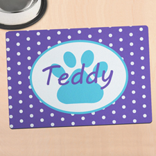 Lavender Polka Dot Personalized Paw Meal Mat