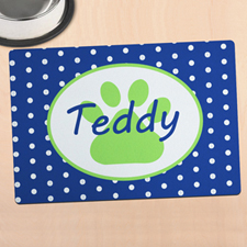 Navy Polka Dot Personalized Paw Meal Mat