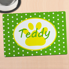 Green Polka Dot Personalized Paw Meal Mat