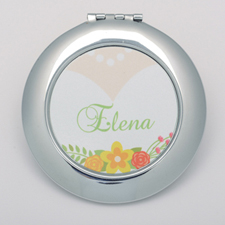 Floral Wedding Personalized Round Compact Mirror