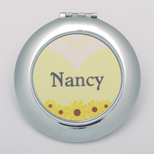 Yellow Floral Wedding Personalized Round Compact Mirror