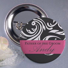 Pink Father Of The Groom Personalized Button Pin, 1