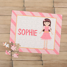 Girl Brown Hair Personalized Kids Puzzle