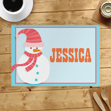 Pink Snowman Personalized Placemat