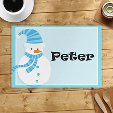 Light Blue Snowman Personalized Placemat