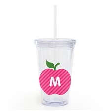 Custom Pink Apple Personalized Teacher Acrylic Tumbler