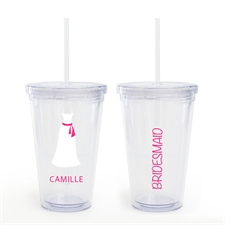White Bridesmaid Dress Personalized Acrylic Tumbler
