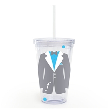 Grey Tuxedo Dress Personalized Wedding Acrylic Tumbler