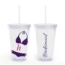 Pink Dots Bikini Personalized Bridesmaid Acrylic Tumbler
