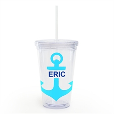 Aqua Anchor Personalized Acrylic Double Wall Tumbler