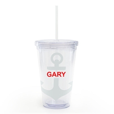 Silver Anchor Personalized Acrylic Double Wall Tumbler