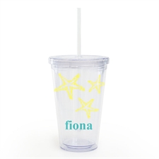 Custom Name Yellow Starfish Acrylic Double Wall Tumbler