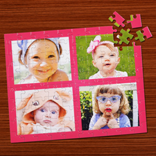 Personalized Pink Four Collage Jigsaw Puzzle