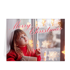 Custom Printed Elegant Script Merry Christmas Greeting Card