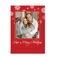Custom Printed Red Snowflake Greeting Card