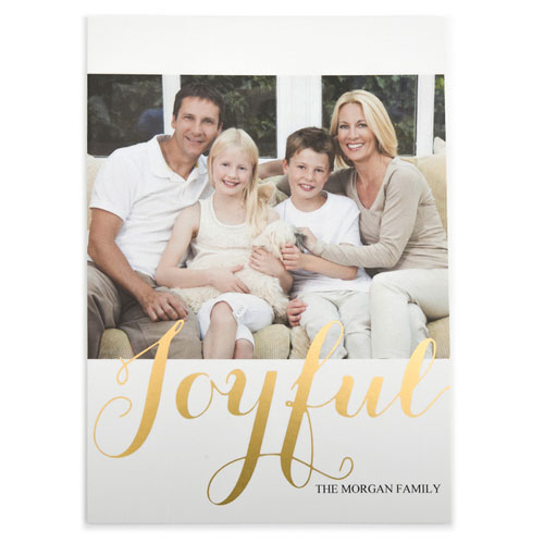 Foil Gold Joyful Personalized Photo Christmas Card