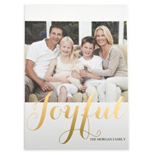 Foil Gold Joyful Personalized Photo Christmas Card