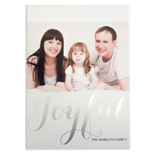 Foil Silver Joyful Personalized Photo Christmas Card