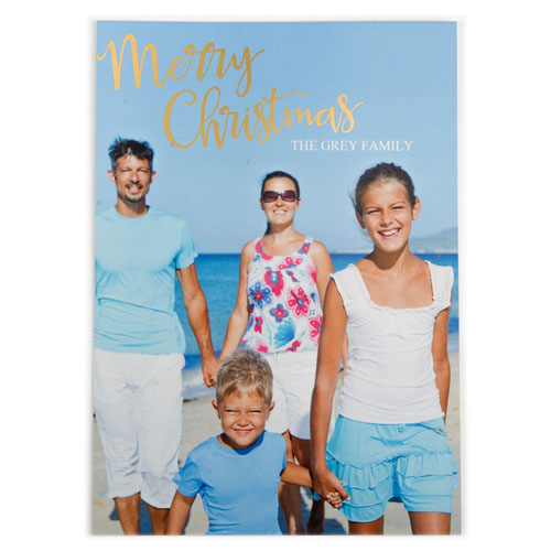 Foil Gold Merry Christmas Personalized Photo Card